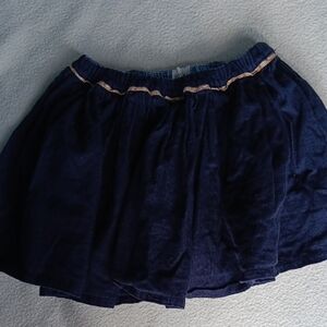 Elegant Navy Blue Curdoroy Skirt Carrement Bleu Creation Francaise